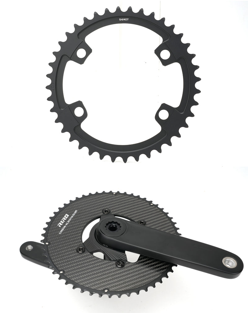 Load image into Gallery viewer, Riro RCB 110BCD Split Double CNC Aluminum Chainring with Carbon Fiber Reinforced Surface
