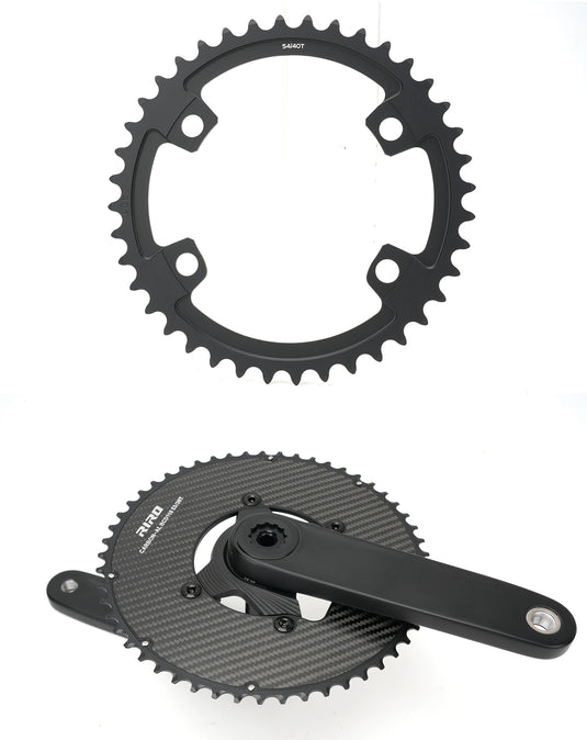 Riro RCB 110BCD Split Double CNC Aluminum Chainring with Carbon Fiber Reinforced Surface