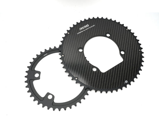 Riro RCB 110BCD Split Double CNC Aluminum Chainring with Carbon Fiber Reinforced Surface