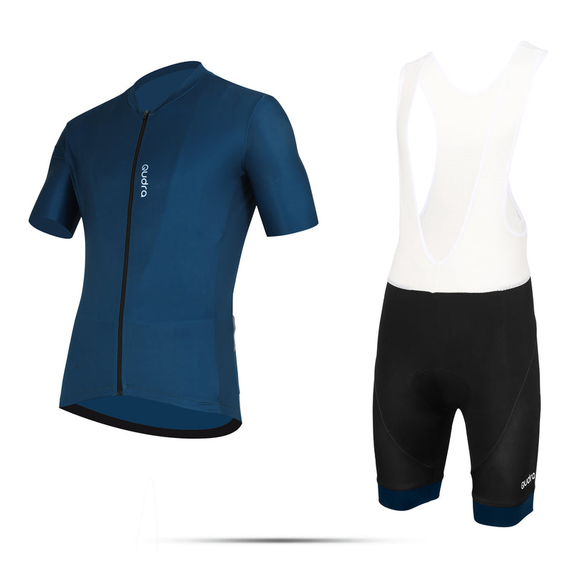 Load image into Gallery viewer, Qudra Cycling Jersey and Bib Tights Top with Short Pants Navy Blue 064