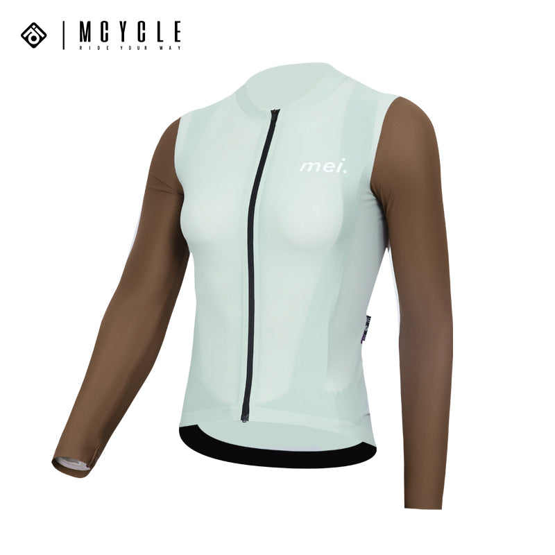 Load image into Gallery viewer, Mcycle Woman Contrast Sold Color Long Sleeve Cycling Jersey MY249W