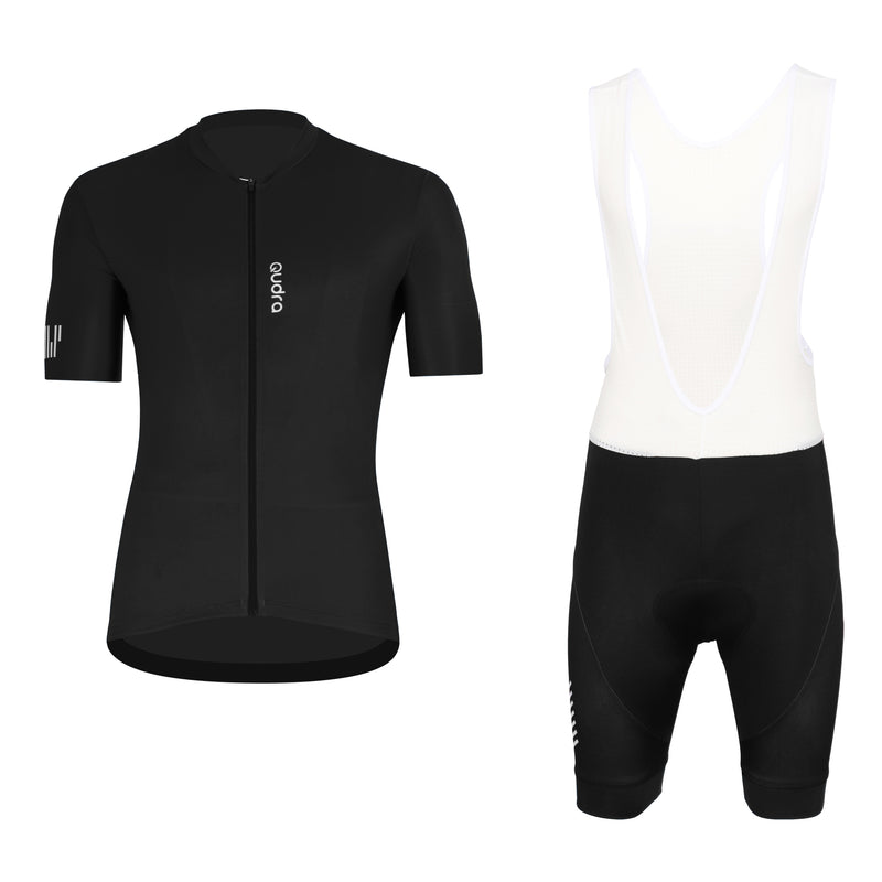 Load image into Gallery viewer, Qudra Cycling Jersey and Bib Tights Top with Short Pants 061 Black