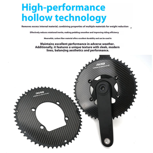 Riro RCB 110BCD Split Double CNC Aluminum Chainring with Carbon Fiber Reinforced Surface