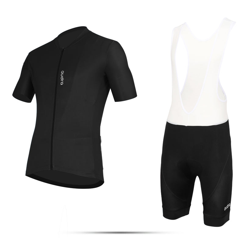 Load image into Gallery viewer, Qudra Cycling Jersey and Bib Tights Top with Short Pants 061 Black