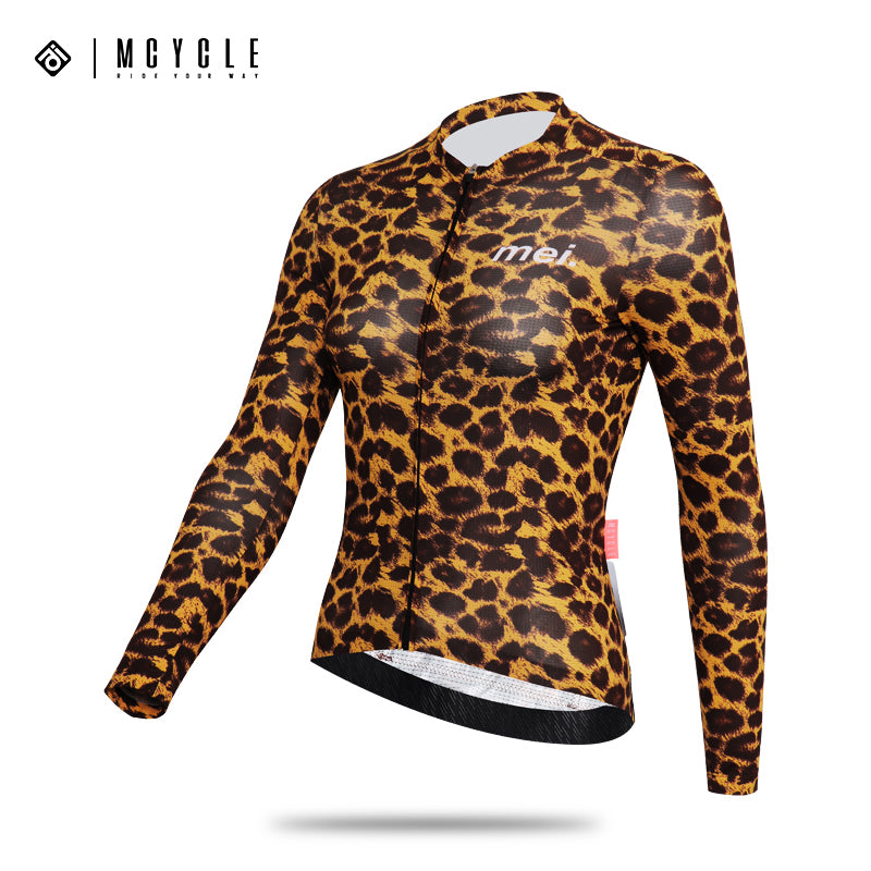 Load image into Gallery viewer, Mcycle Woman Leopard Print Long Sleeve Cycling Jersey MY262W
