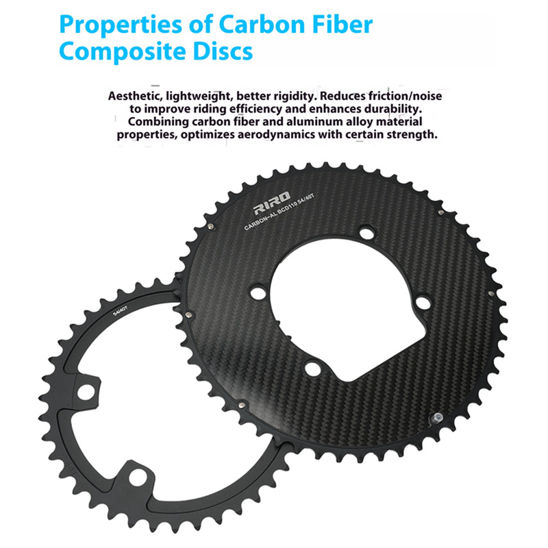 Load image into Gallery viewer, Riro RCB 110BCD Split Double CNC Aluminum Chainring with Carbon Fiber Reinforced Surface