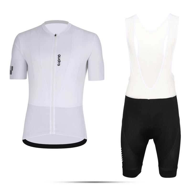 Load image into Gallery viewer, Qudra Cycling Jersey and Bib Tights Top with Short Pants White 062