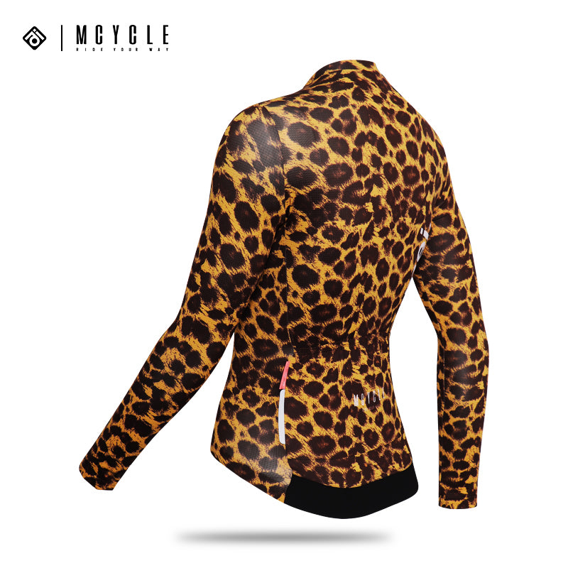 Load image into Gallery viewer, Mcycle Woman Leopard Print Long Sleeve Cycling Jersey MY262W