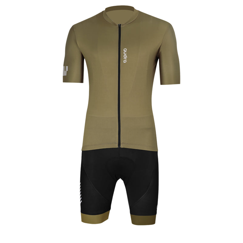Load image into Gallery viewer, Qudra Cycling Jersey and Bib Tights Top with Short Pants Brown 060