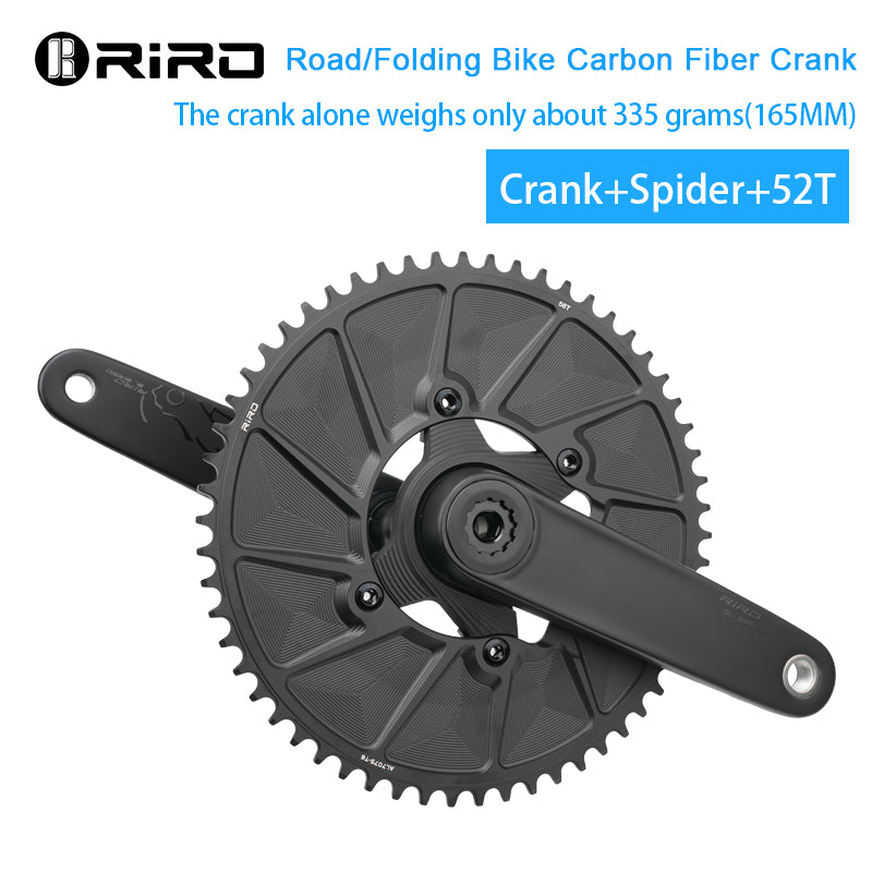 Load image into Gallery viewer, RIRO SL06 Carbon Fiber Crankset with TC4 Titanium 24mm Spindle 346g Compatible with all Shimano bottom bracket