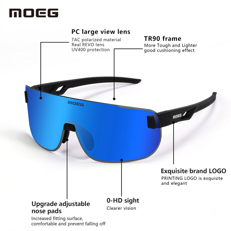 Load image into Gallery viewer, MOEG Cycling Sunglasses with Polarized REVO Lens MO9370