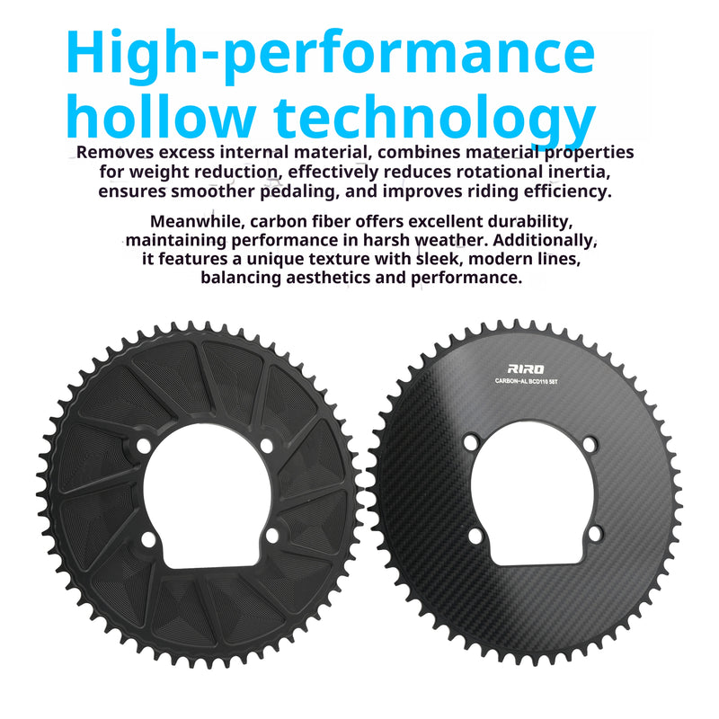 Load image into Gallery viewer, Riro RCB 110BCD CNC Aluminum Chainring with Carbon Fiber Reinforced Surface Single and Double Chainrings