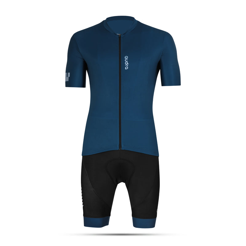 Load image into Gallery viewer, Qudra Cycling Jersey and Bib Tights Top with Short Pants Navy Blue 064
