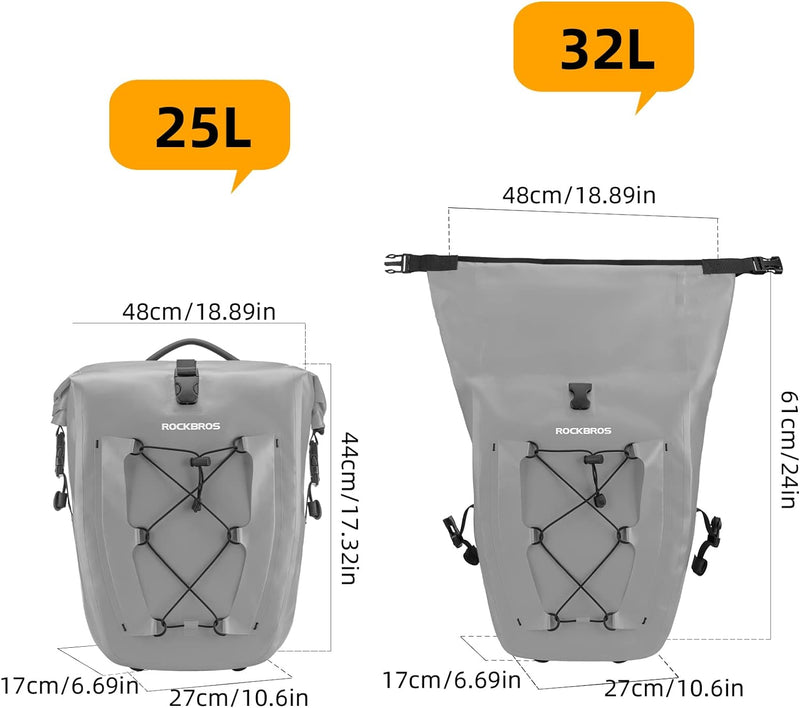 Load image into Gallery viewer, ROCKBROS Bike Pannier 27L Bicycle Rear Seat Carrier Waterproof Bag AS002
