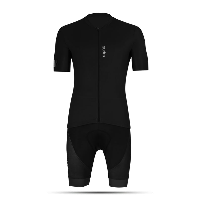 Load image into Gallery viewer, Qudra Cycling Jersey and Bib Tights Top with Short Pants 061 Black