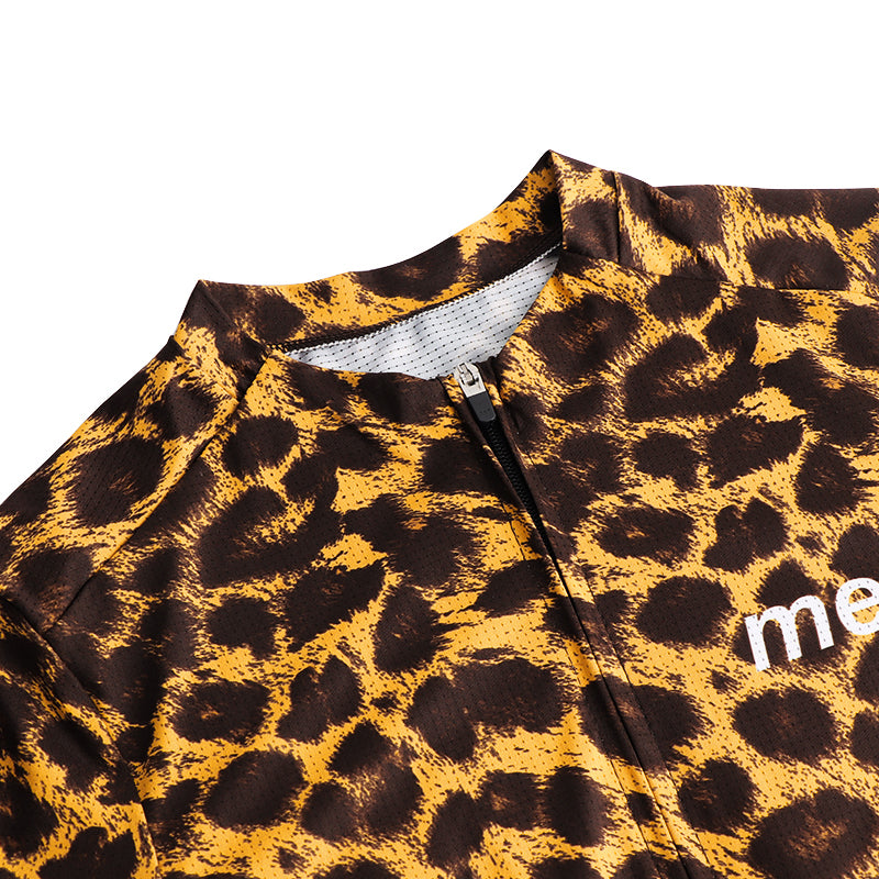 Load image into Gallery viewer, Mcycle Woman Leopard Print Long Sleeve Cycling Jersey MY262W