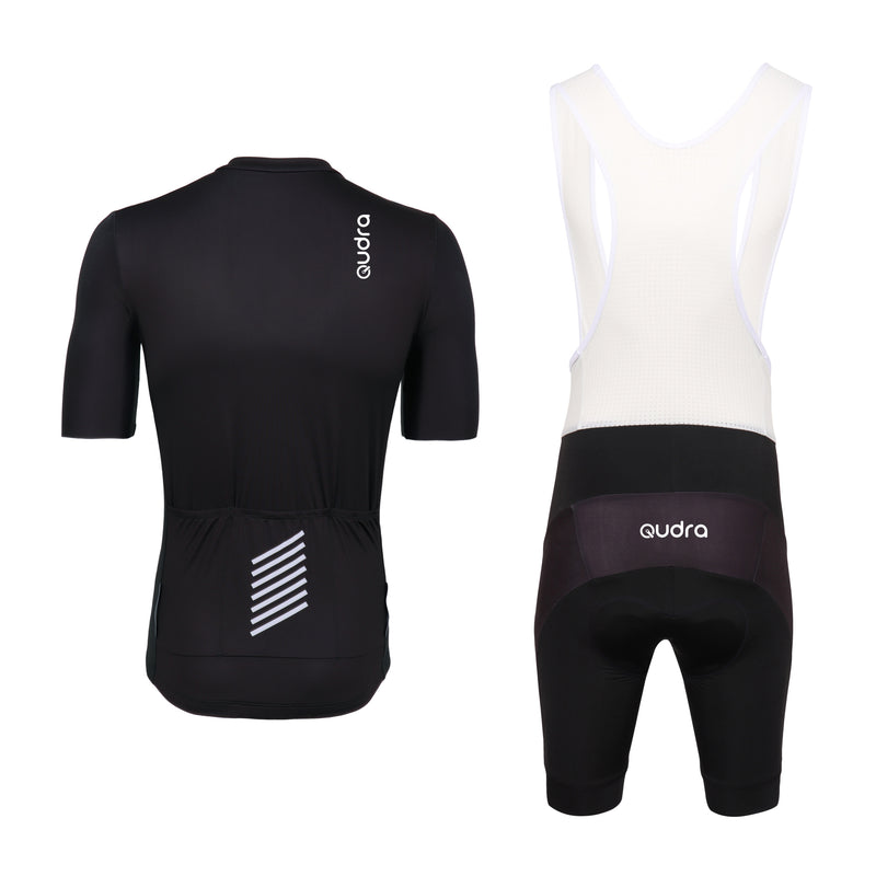 Load image into Gallery viewer, Qudra Cycling Jersey and Bib Tights Top with Short Pants 061 Black