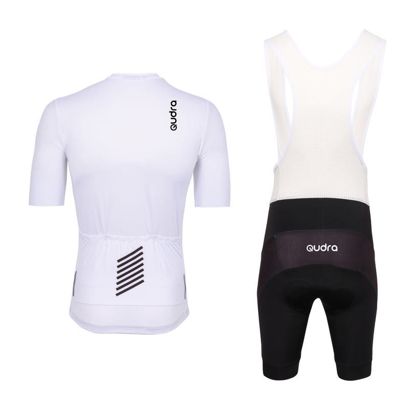 Load image into Gallery viewer, Qudra Cycling Jersey and Bib Tights Top with Short Pants White 062