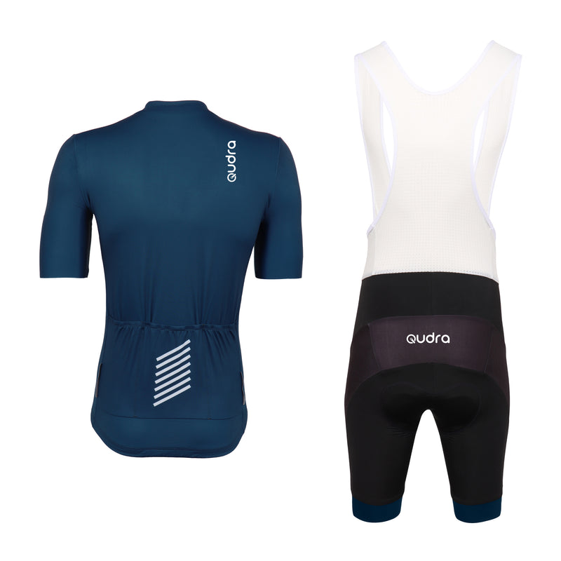 Load image into Gallery viewer, Qudra Cycling Jersey and Bib Tights Top with Short Pants Navy Blue 064