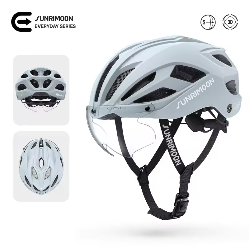 Load image into Gallery viewer, Sunrimoon Cycling Helmet with Photochromic Sunglasses and 3D Grid S79