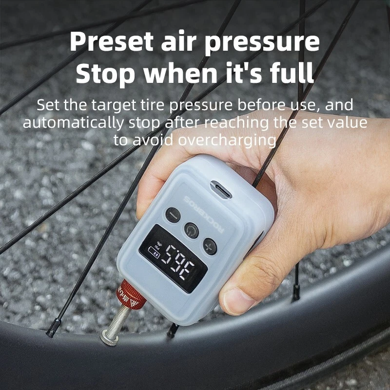 Load image into Gallery viewer, ROCKBROS Electric Mini Pump Bicycle Motorcycle Portable Inflator LED HW140