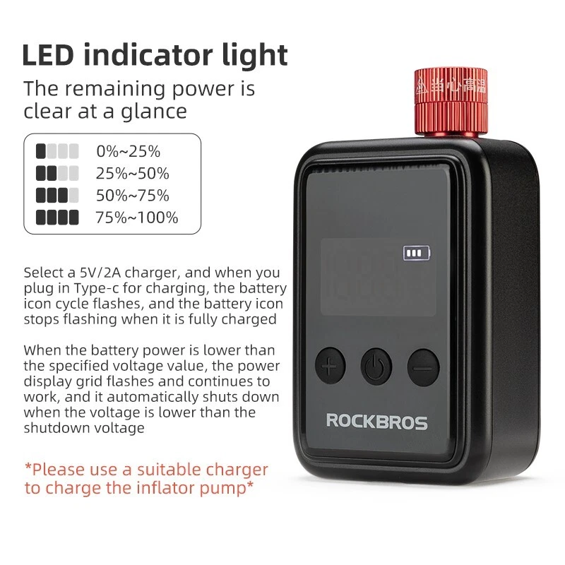 Load image into Gallery viewer, ROCKBROS Electric Mini Pump Bicycle Motorcycle Portable Inflator LED HW140