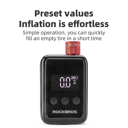 ROCKBROS Electric Mini Pump Bicycle Motorcycle Portable Inflator LED HW140