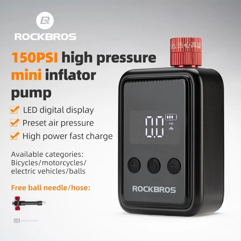 Load image into Gallery viewer, ROCKBROS Electric Mini Pump Bicycle Motorcycle Portable Inflator LED HW140