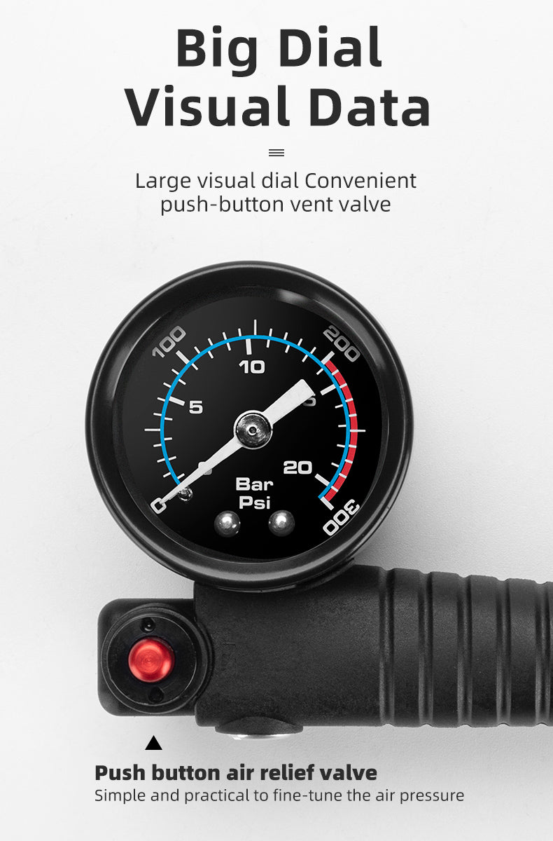 Load image into Gallery viewer, Rockbros Bike Air Pump 300psi Fork Pump Gauge Rear Bicycle Suspension Hand Pump