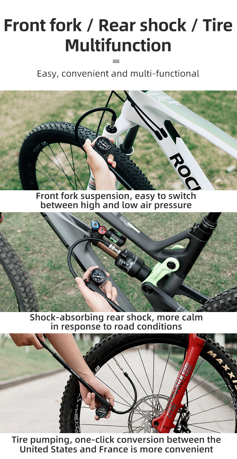 Load image into Gallery viewer, Rockbros Bike Air Pump 300psi Fork Pump Gauge Rear Bicycle Suspension Hand Pump