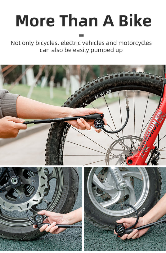 Rockbros Bike Air Pump 300psi Fork Pump Gauge Rear Bicycle Suspension Hand Pump