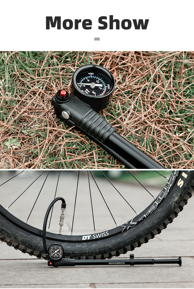 Load image into Gallery viewer, Rockbros Bike Air Pump 300psi Fork Pump Gauge Rear Bicycle Suspension Hand Pump