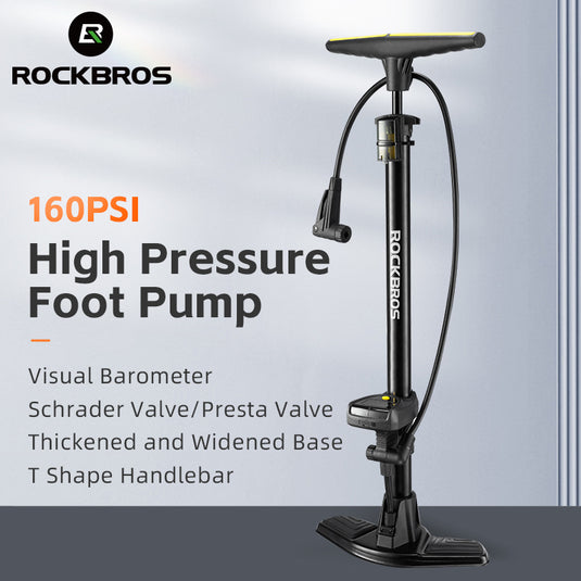 ROCKBROS Bicycle Air Pump with Electric Pressure Gauge Stand Foot Bike Pumps 42310003001
