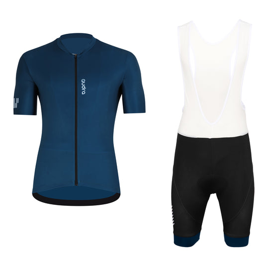Qudra Cycling Jersey and Bib Tights Top with Short Pants Navy Blue 064