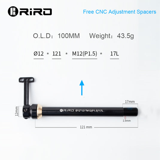 Riro Universal Bicycle Thru-Axle Diameter 12 mm thread distance M1.5