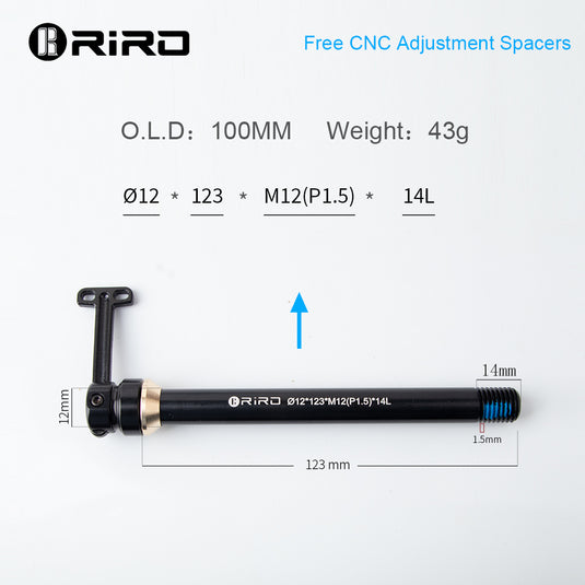Riro Universal Bicycle Thru-Axle Diameter 12 mm thread distance M1.5