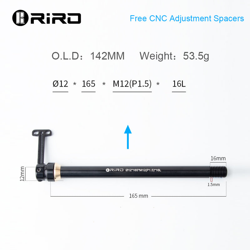 Thread Size Bike Riro Universal Bicycle Thru-Axle Diameter 12 mm thread distance M1.5 ...