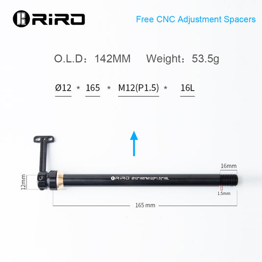 Riro Universal Bicycle Thru-Axle Diameter 12 mm thread distance M1.5