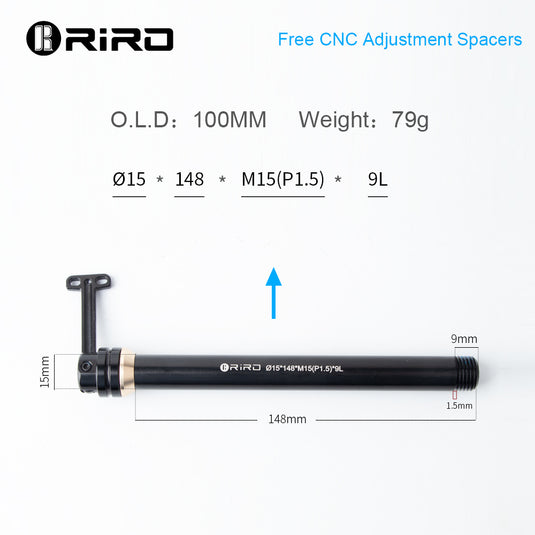 Riro Universal Bicycle Thru-Axle Diameter 12 mm thread distance M1.5