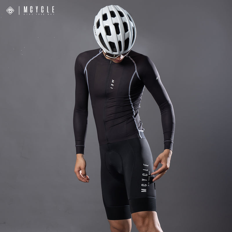 Load image into Gallery viewer, Mcycle Solid Color Pro Men&#39;s Long Sleeve Cycling Jersey MY341
