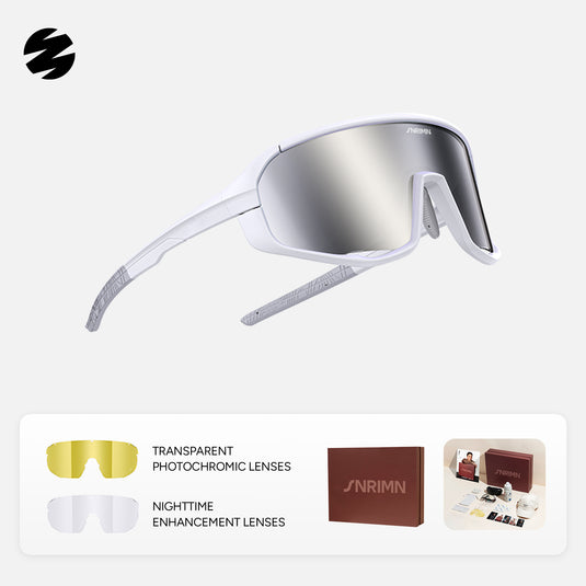 SUNRIMOON Twilight Full‑Frame Cycling Sunglasses Lenses By ZEISS, Photochromic, Interchangeable Sports Glasses for Cycling Running Outdoo JN2501A
