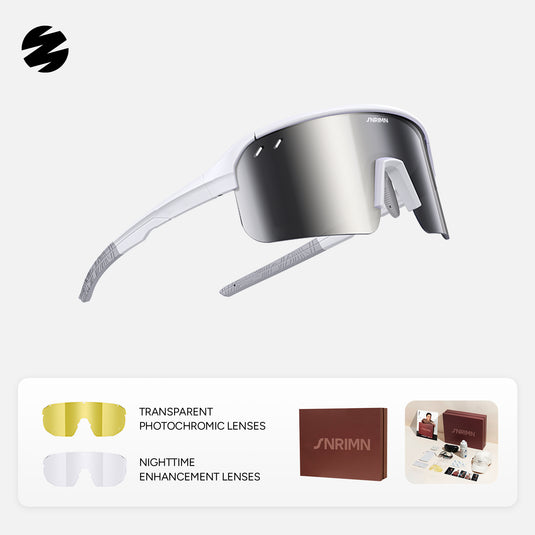 SUNRIMOON Twilight Half‑Rimmed Cycling Sunglasses Lenses By ZEISS, Photochromic, Interchangeable Sports Glasses for Cycling Running Outdoo JN2501B