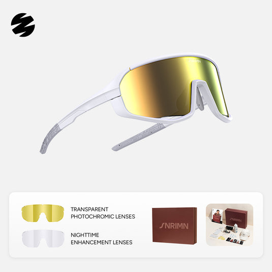 SUNRIMOON Twilight Full‑Frame Cycling Sunglasses Lenses By ZEISS, Photochromic, Interchangeable Sports Glasses for Cycling Running Outdoo JN2501A