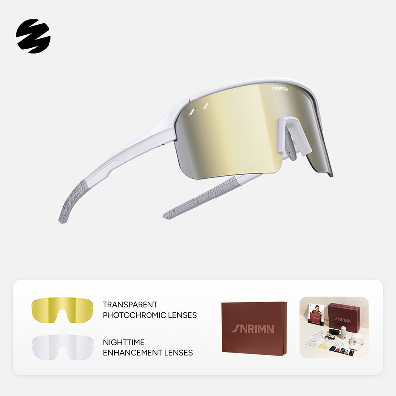 Load image into Gallery viewer, SUNRIMOON Twilight Half‑Rimmed Cycling Sunglasses Lenses By ZEISS, Photochromic, Interchangeable Sports Glasses for Cycling Running Outdoo JN2501B
