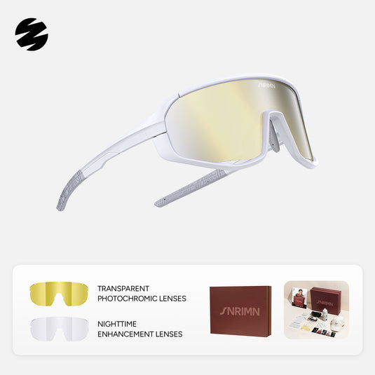 SUNRIMOON Twilight Full‑Frame Cycling Sunglasses Lenses By ZEISS, Photochromic, Interchangeable Sports Glasses for Cycling Running Outdoo JN2501A