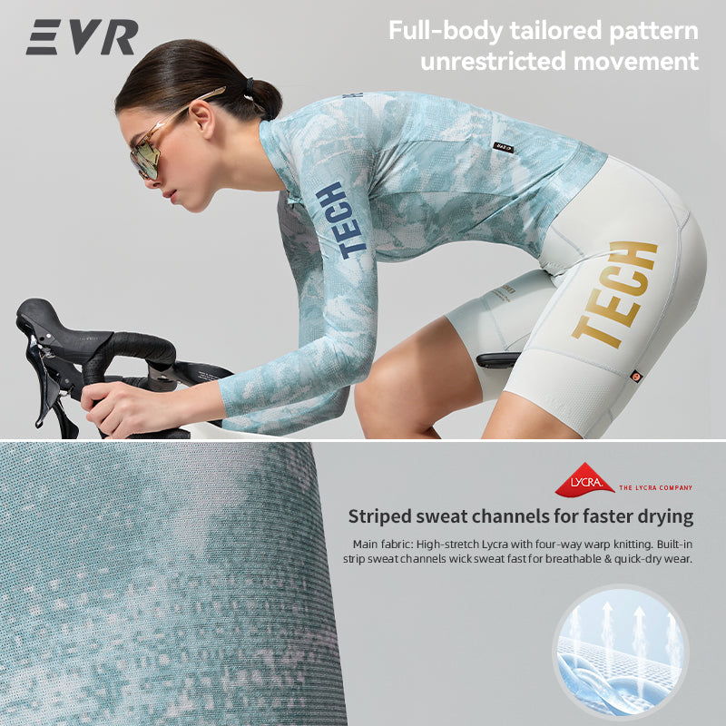 Load image into Gallery viewer, EVR TECH Women's Long‑Sleeve Cycling Jersey Lycra Quick‑Dry UPF50+ Road Bike Top 2620
