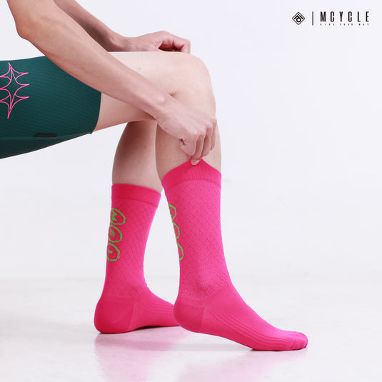 MCYCLE Unisex High-Elastic Athletic Knitted Cycling Socks - MP059 Dopamine Series