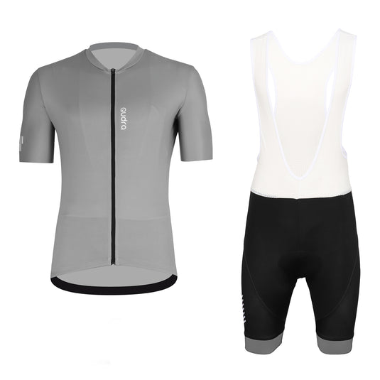 Qudra Cycling Jersey and Bib Tights Top with Short Pants Grey 059