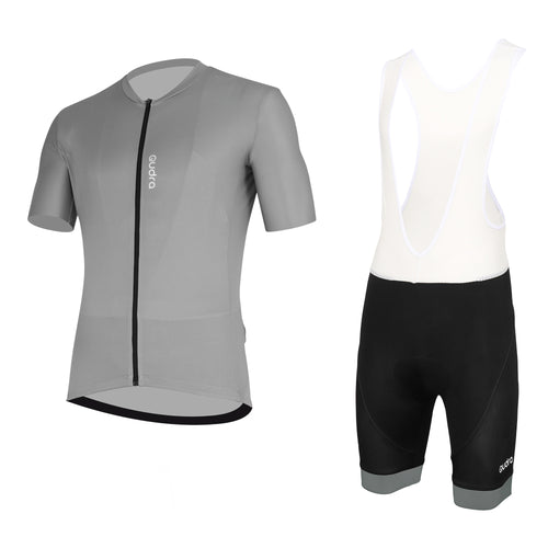 Qudra Cycling Jersey and Bib Tights Top with Short Pants Grey 059
