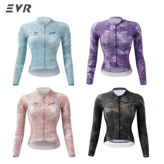 EVR TECH Women's Long‑Sleeve Cycling Jersey Lycra Quick‑Dry UPF50+ Road Bike Top 2620